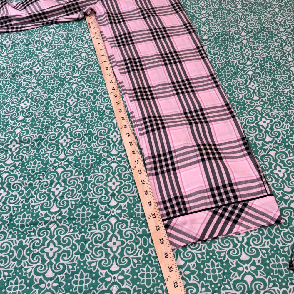 Victorias Secret Pink Plaid Flannel Pajama Set Lurex Shimmer Womens Small Pjs - Picture 7 of 11